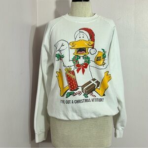Vintage Duck Christmas Sweatshirt Large